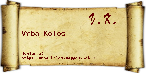 Vrba Kolos névjegykártya
